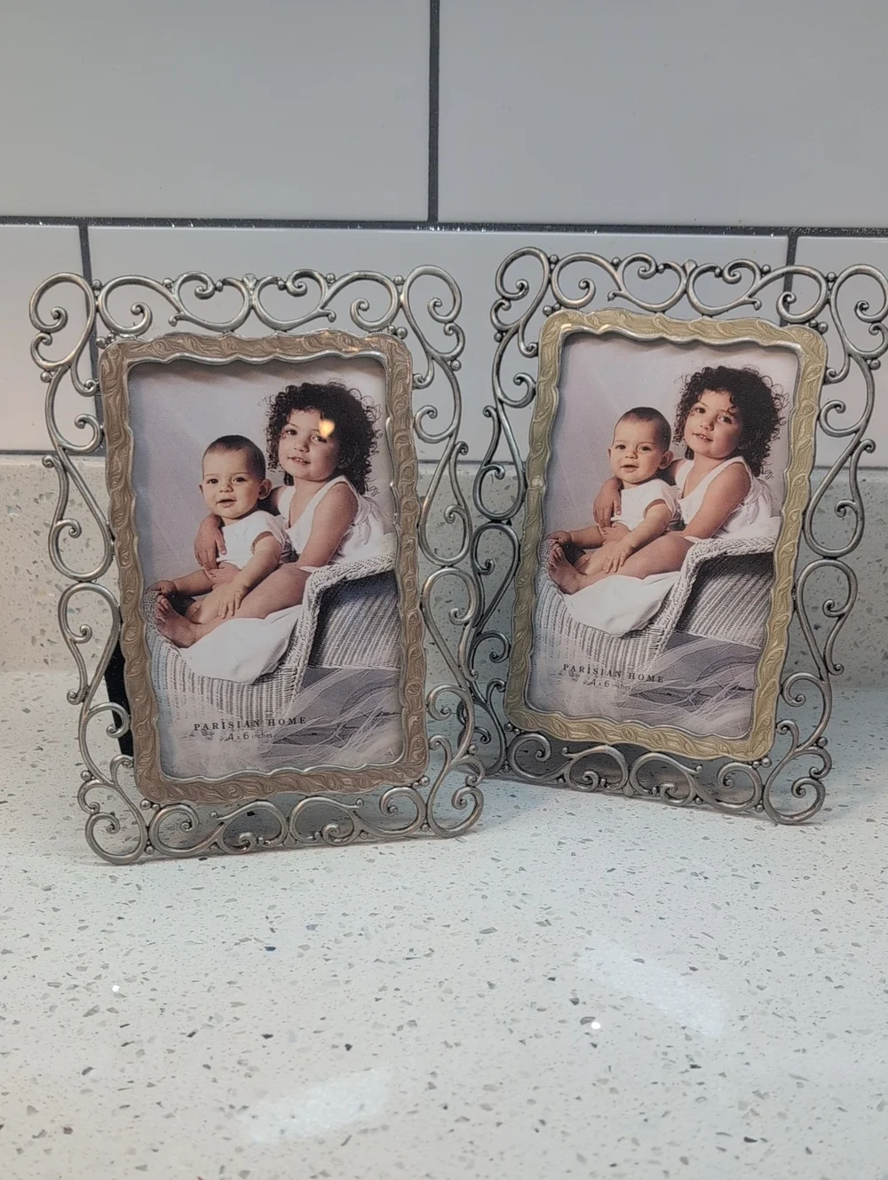 Set of 2 Ornate Scroll Metal Picture Frame - Antique Silver